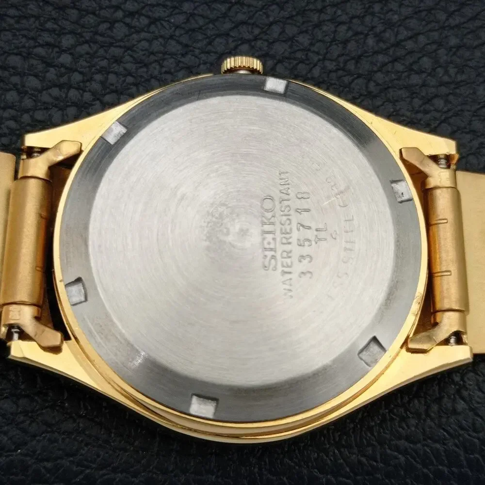 Vintage 1980 Seiko Automatic Mens Gold Watch W/daydate & Arabic accents